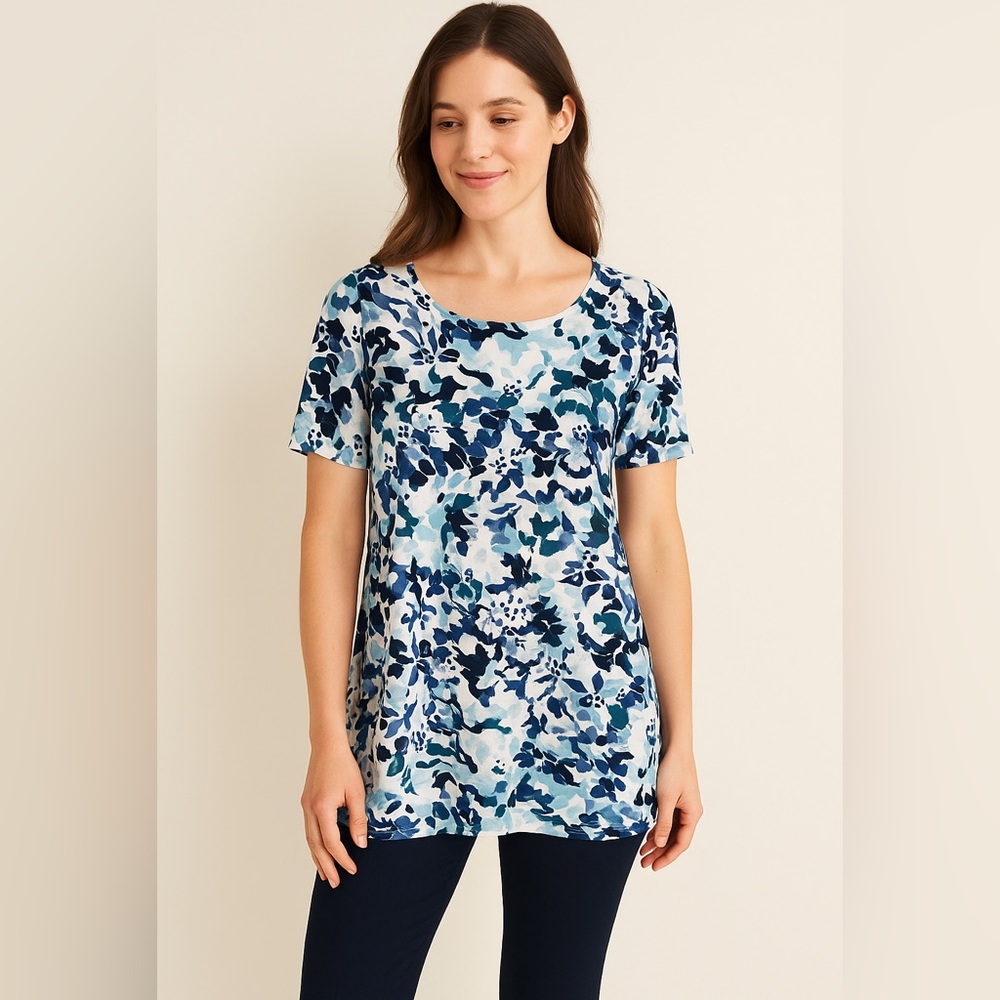 J. Jill Women’s Petite Floral Print Tunic Top – Size L